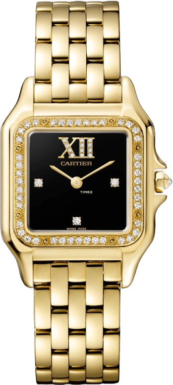 Cartier,Panthère de Cartier 36.50x26.70mm,36.50x26.70mm,Yellow Gold,Black,Quartz,Glass,Square,WJPN0090