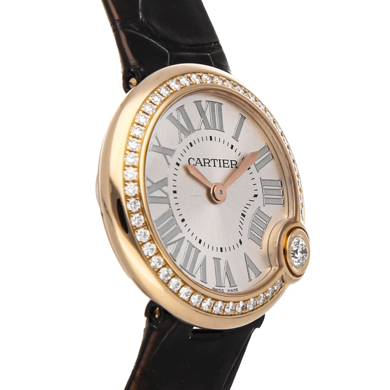 Cartier,Ballon Blanc de Cartier 30mm,30mm,Rose Gold,Silver White,Quartz,Sapphire,Crystal Glass,Round,WJBL0005