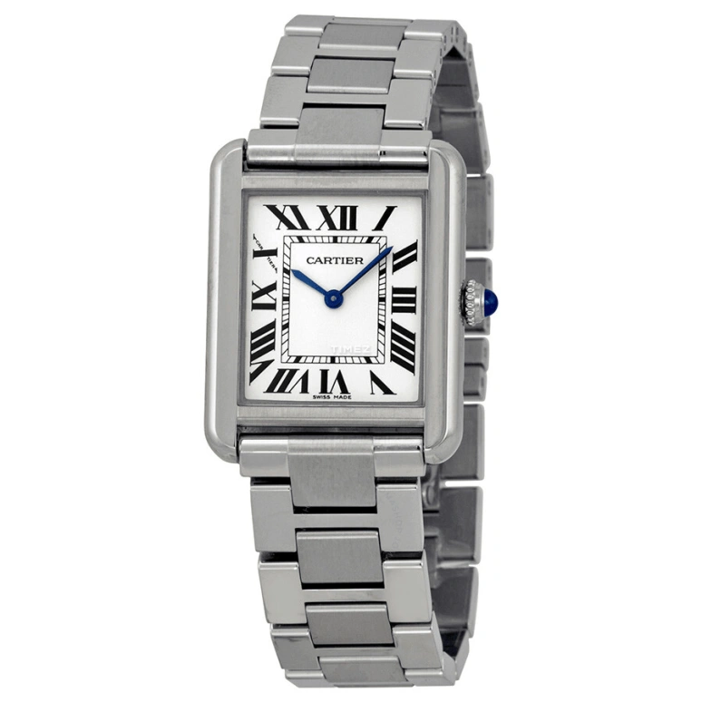 Cartier,Tank 31x24.40mm,31x24.40mm,Stainless Steel,Silver White,Quartz,In-house Caliber,Sapphire,Crystal Glass,W5200013