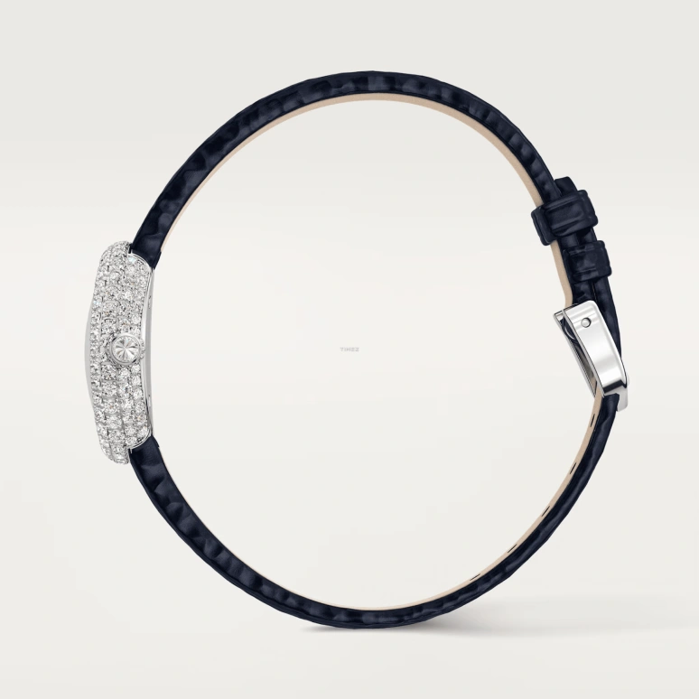 卡地亚,Baignoire浴缸 24.60x18.70毫米,24.60x18.70毫米,白金,银色,石英,蓝宝石,水晶玻璃,椭圆形,WJBA0070