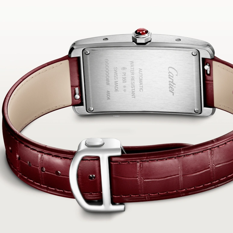 卡地亚,Tank坦克 44.40x24.40毫米,44.40x24.40毫米,铂金,三文鱼色,自动上弦,蓝宝石,水晶玻璃,方形,WGTA0297