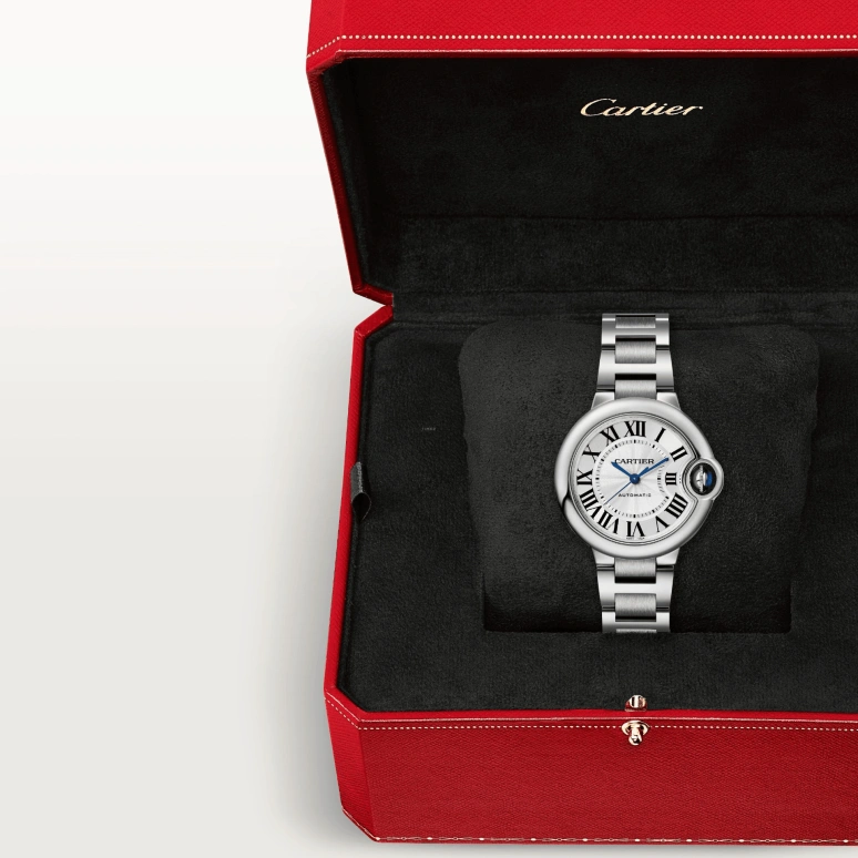 Cartier,Ballon Bleu de Cartier 33mm,33mm,Stainless Steel,Silver,Automatic,In-house Caliber,Sapphire,Crystal Glass,WSBB0044