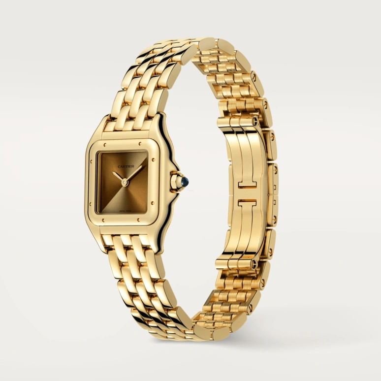 Cartier,Panthère de Cartier 22x30mm,22x30mm,Yellow Gold,Gold,Gradient,Brown,Quartz,Sapphire,Crystal Glass,Square,WGPN0031