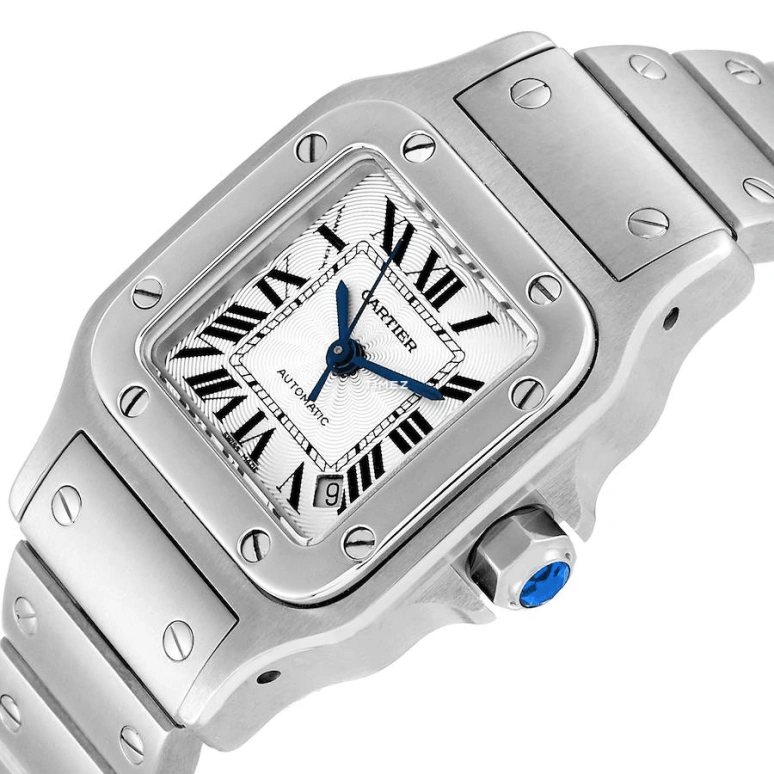 Cartier,Santos de Cartier 34.80x26.20mm,34.80x26.20mm,Stainless Steel,Silver White,Quartz,Day,In-house Caliber,W20054D6