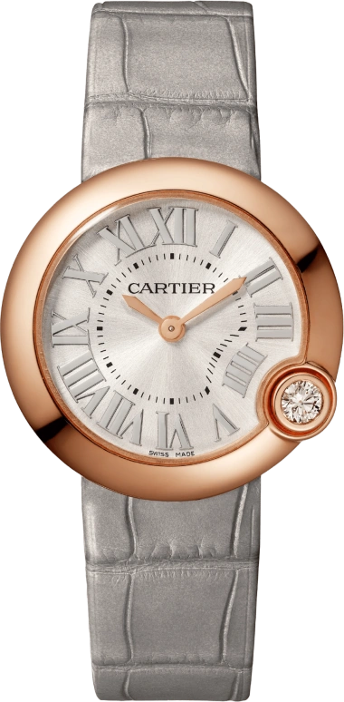 Cartier,Ballon Blanc de Cartier 30mm,30mm,Rose Gold,Silver,Quartz,Sapphire,Crystal Glass,Round,WGBL0005