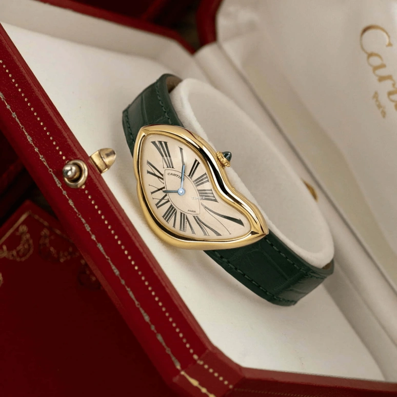 Cartier,Crash de Cartier 22.50x38mm,22.50x38mm,Yellow Gold,White,Silver,Handwound,Sapphire,Crystal Glass,Other,237,237-91