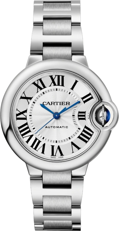 Cartier,Ballon Bleu de Cartier 33mm,33mm,Stainless Steel,Silver,Automatic,In-house Caliber,Sapphire,Crystal Glass,WSBB0044