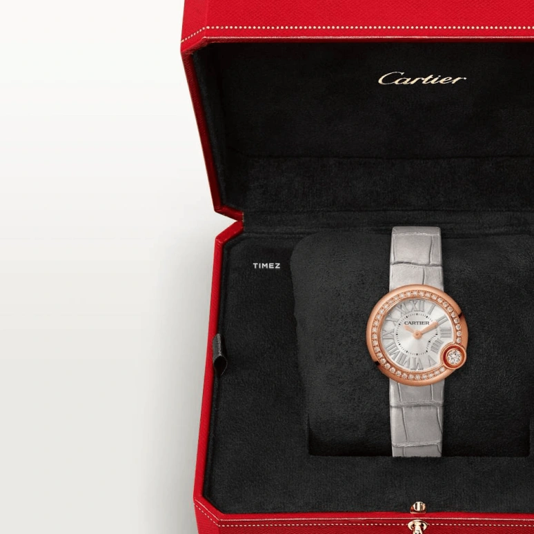 Cartier,Ballon Blanc de Cartier 26mm,26mm,Rose Gold,Silver,Quartz,Sapphire,Crystal Glass,Round,WJBL0006