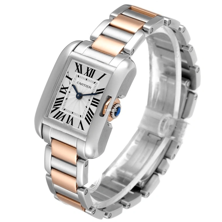 Cartier,Tank 30.20x22.70mm,30.20x22.70mm,Stainless Steel,Rose Gold,Silver White,Quartz,In-house Caliber,Sapphire,W5310036