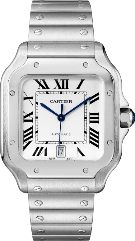 Cartier,Santos de Cartier 39.80x47.50mm,39.80x47.50mm,Stainless Steel,Silver White,Automatic,42hours,In-house Caliber,WSSA0018