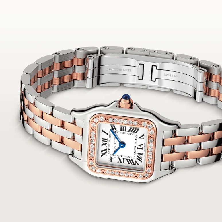 Cartier,Panthère de Cartier 30.30x22mm,30.30x22mm,Stainless Steel,Rose Gold,Silver,Quartz,Glass,Square,W3PN0014