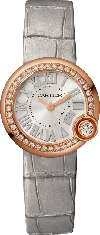 Cartier,Ballon Blanc de Cartier 26mm,26mm,Rose Gold,Silver,Quartz,Sapphire,Crystal Glass,Round,WJBL0006