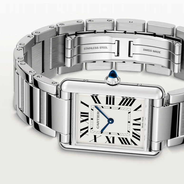 Cartier,Tank 33.70x25.50mm,33.70x25.50mm,Stainless Steel,Silver,Quartz,Sapphire,Crystal Glass,Square,WSTA0052