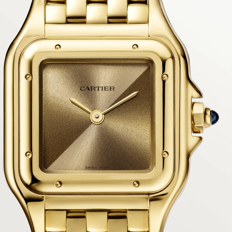 Cartier,Panthère de Cartier 22x30mm,22x30mm,Yellow Gold,Gold,Gradient,Brown,Quartz,Sapphire,Crystal Glass,Square,WGPN0031