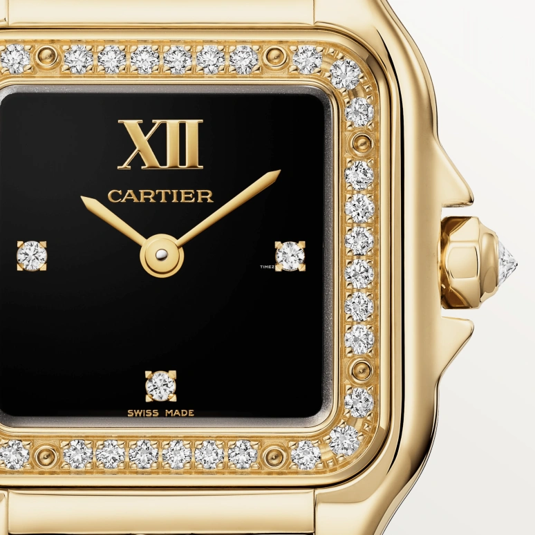 Cartier,Panthère de Cartier 30.30x22mm,30.30x22mm,Yellow Gold,Black,Quartz,Glass,Square,WJPN0089