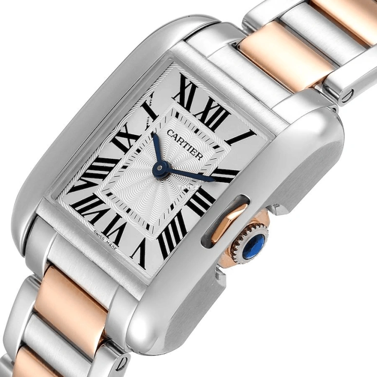 Cartier,Tank 30.20x22.70mm,30.20x22.70mm,Stainless Steel,Rose Gold,Silver White,Quartz,In-house Caliber,Sapphire,W5310036