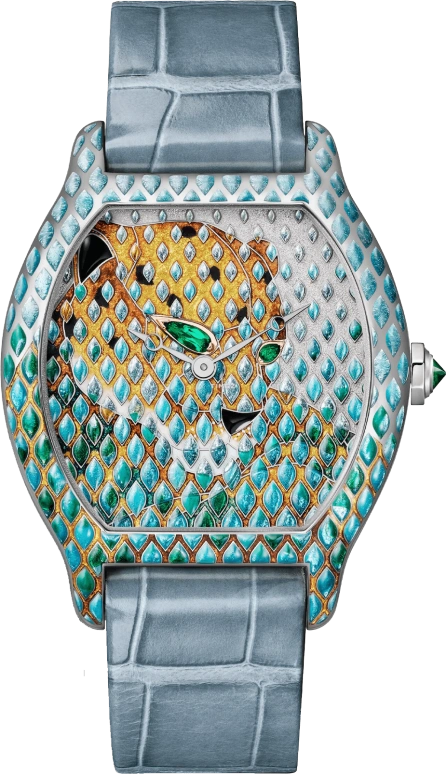 卡地亚,艺术大师 43.70x34.80毫米,43.70x34.80毫米,白金,多色,蓝色,手动上弦,36小时,自制机芯,HPI01811
