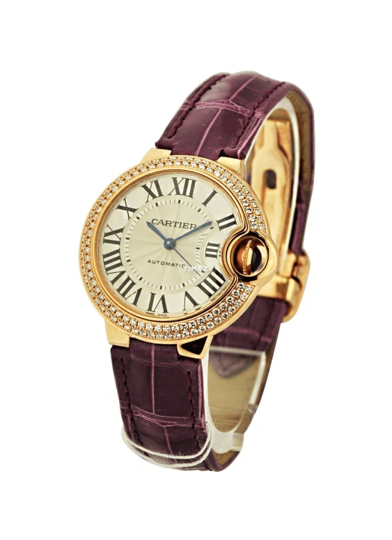 Cartier,Ballon Bleu de Cartier 33mm,33mm,Rose Gold,Silver White,Automatic,In-house Caliber,Sapphire,Crystal Glass,WE902036