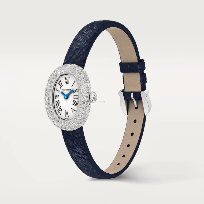 卡地亚,Baignoire浴缸 24.60x18.70毫米,24.60x18.70毫米,白金,银色,石英,蓝宝石,水晶玻璃,椭圆形,WJBA0070