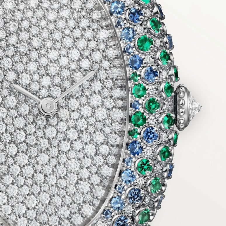 卡地亚,Baignoire浴缸 36x26毫米,36x26毫米,白金,银色,石英,蓝宝石,水晶玻璃,椭圆形,WJBA0060