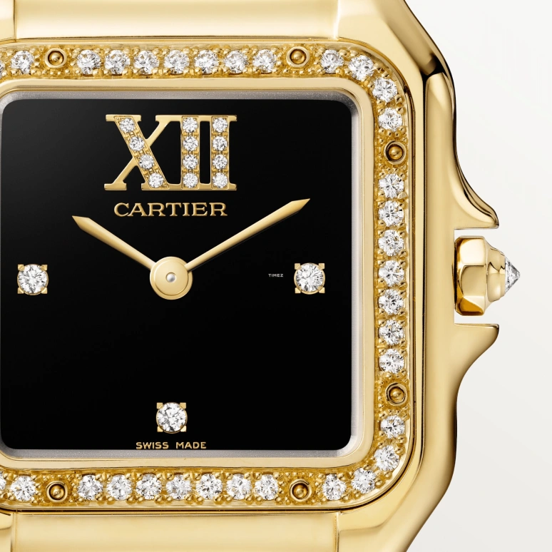 Cartier,Panthère de Cartier 36.50x26.70mm,36.50x26.70mm,Yellow Gold,Black,Quartz,Glass,Square,WJPN0090