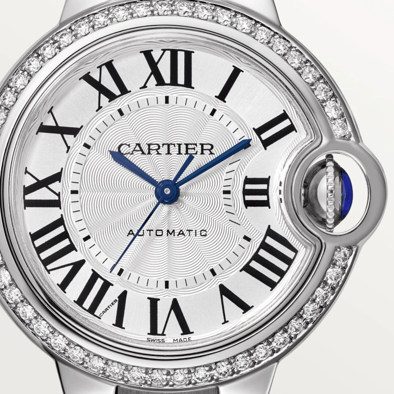 Cartier,Ballon Bleu de Cartier 33mm,33mm,Stainless Steel,Silver,Sapphire,Crystal Glass,Closed,W4BB0023