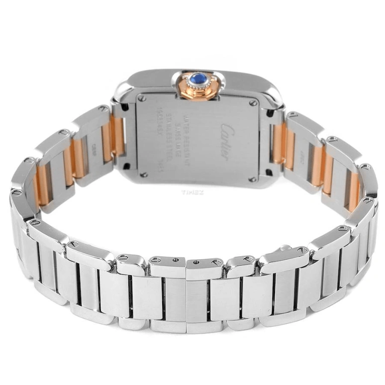 Cartier,Tank 30.20x22.70mm,30.20x22.70mm,Stainless Steel,Rose Gold,Silver White,Quartz,In-house Caliber,Sapphire,W5310036