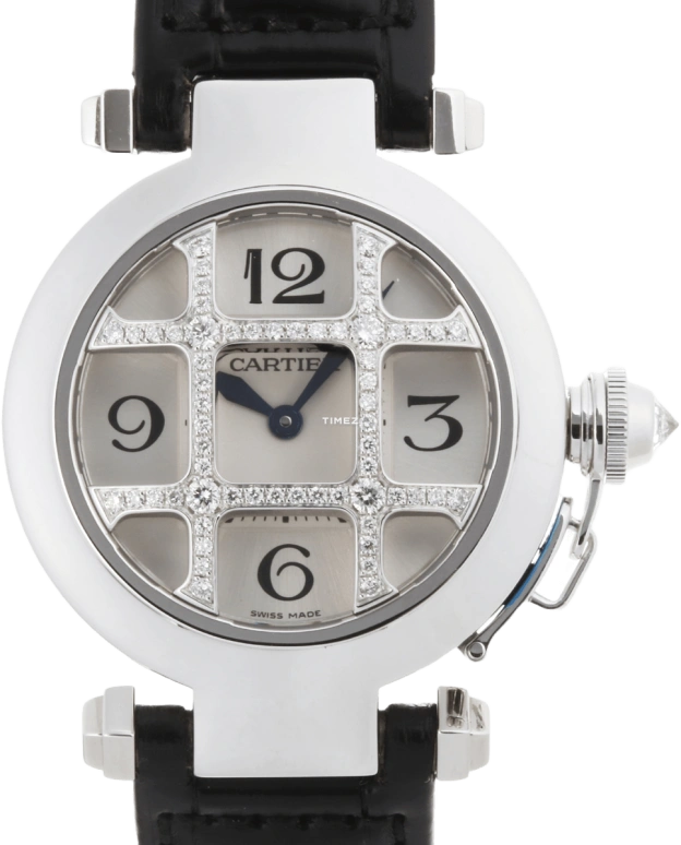 Cartier,Pasha de Cartier 32mm,32mm,White Gold,Silver White,Quartz,In-house Caliber,Sapphire,Crystal Glass,WJ11932G