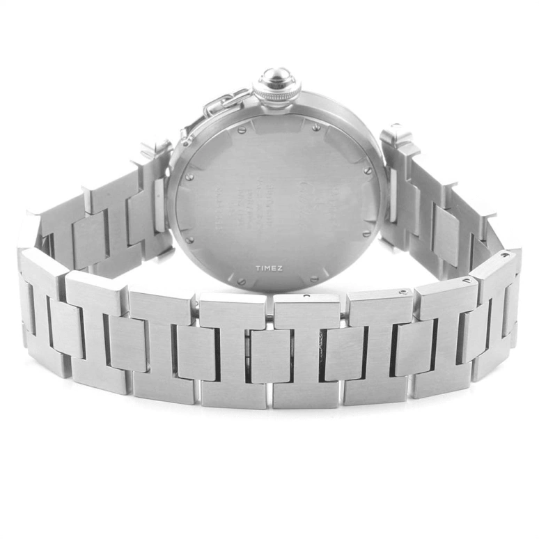 Cartier,Pasha de Cartier 35mm,35mm,Stainless Steel,Black,Automatic,Day,Sapphire,Crystal Glass,W31043M7