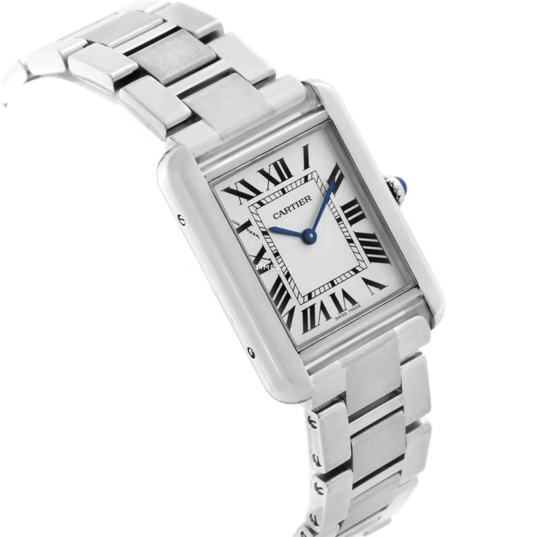 Cartier,Tank 31x24.40mm,31x24.40mm,Stainless Steel,Silver White,Quartz,In-house Caliber,Sapphire,Crystal Glass,W5200013