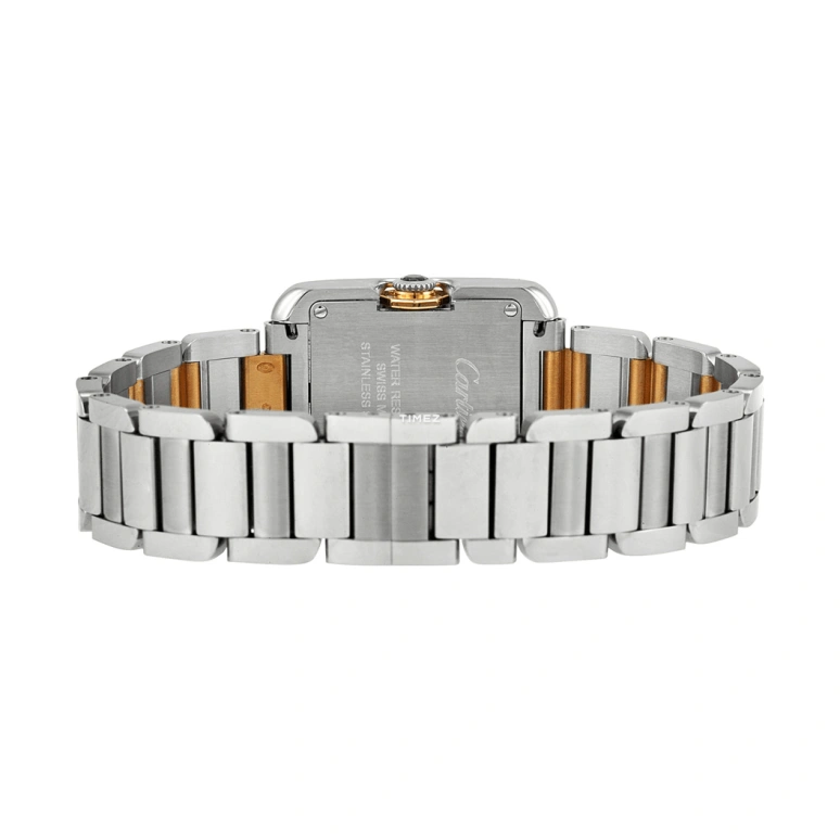 Cartier,Tank 30.20x22.70mm,30.20x22.70mm,Stainless Steel,Rose Gold,Silver White,Quartz,In-house Caliber,Sapphire,Crystal Glass,WT100024