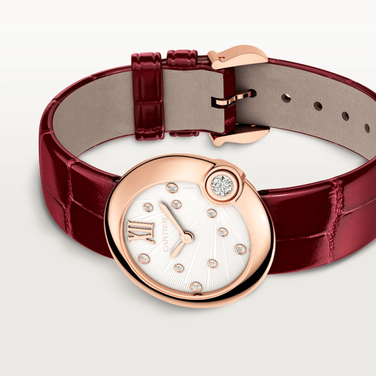 卡地亚,蓝气球 30毫米,30毫米,玫瑰金,白色,石英,蓝宝石,水晶玻璃,圆形,WGBL0010