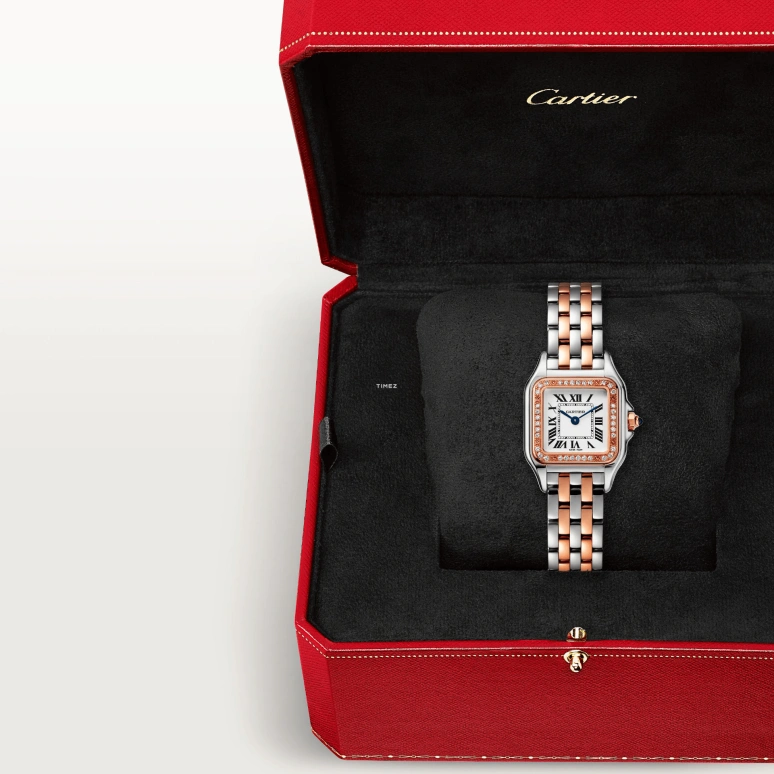 Cartier,Panthère de Cartier 30.30x22mm,30.30x22mm,Stainless Steel,Rose Gold,Silver,Quartz,Glass,Square,W3PN0014