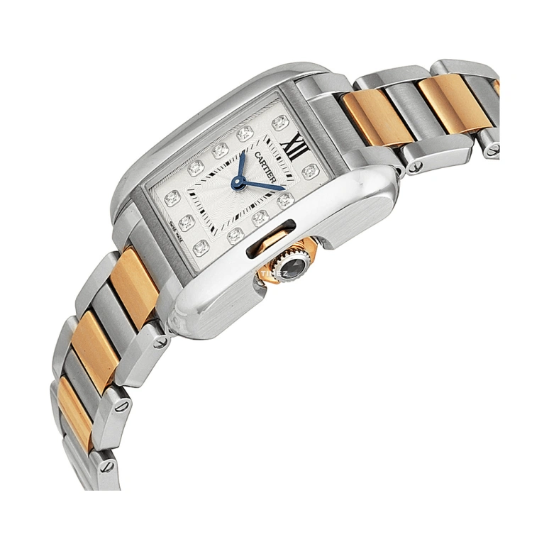 Cartier,Tank 30.20x22.70mm,30.20x22.70mm,Stainless Steel,Rose Gold,Silver White,Quartz,In-house Caliber,Sapphire,Crystal Glass,WT100024