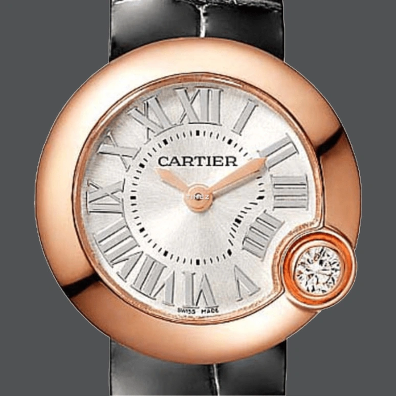 Cartier,Ballon Blanc de Cartier 26mm,26mm,Rose Gold,Silver,Quartz,Sapphire,Crystal Glass,Round,WGBL0002