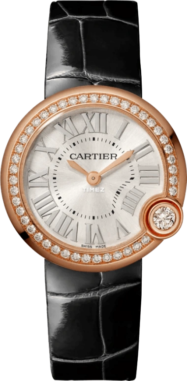 Cartier,Ballon Blanc de Cartier 30mm,30mm,Rose Gold,Silver White,Quartz,Sapphire,Crystal Glass,Round,WJBL0005