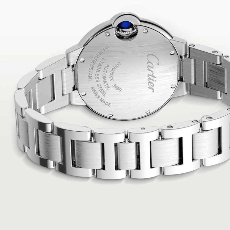 Cartier,Ballon Bleu de Cartier 33mm,33mm,Stainless Steel,Silver,Sapphire,Crystal Glass,Closed,W4BB0023