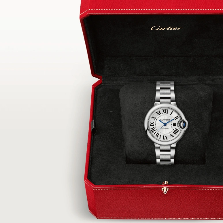 Cartier,Ballon Bleu de Cartier 33mm,33mm,Stainless Steel,Silver,Automatic,In-house Caliber,Sapphire,Crystal Glass,WSBB0044