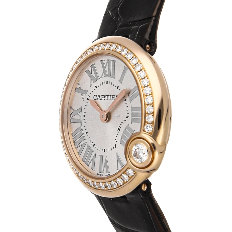 Cartier,Ballon Blanc de Cartier 30mm,30mm,Rose Gold,Silver White,Quartz,Sapphire,Crystal Glass,Round,WJBL0005