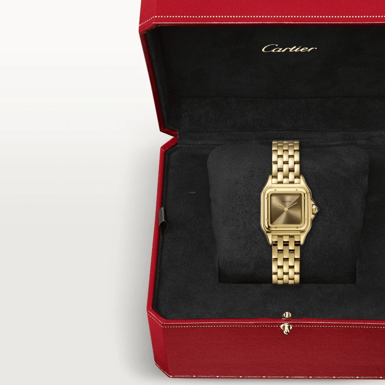 Cartier,Panthère de Cartier 22x30mm,22x30mm,Yellow Gold,Gold,Gradient,Brown,Quartz,Sapphire,Crystal Glass,Square,WGPN0031