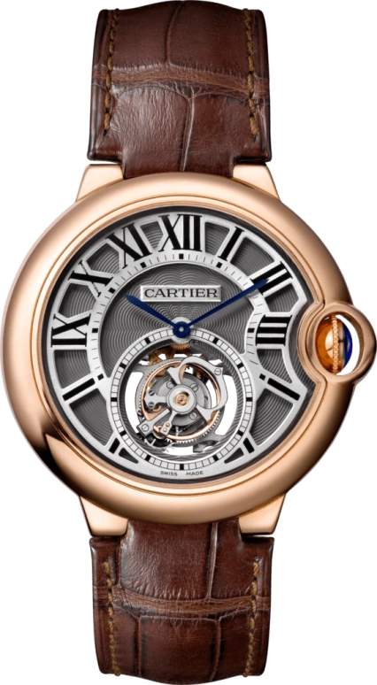 Cartier,Ballon Bleu de Cartier 39mm,39mm,Pink Gold,Grey,Handwound,Tourbillon Escapement,50hours,W6920104