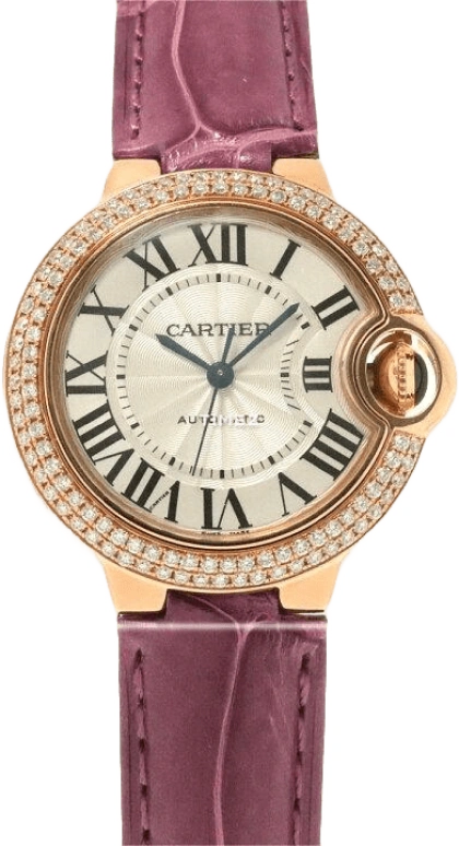 Cartier,Ballon Bleu de Cartier 33mm,33mm,Rose Gold,Silver White,Automatic,In-house Caliber,Sapphire,Crystal Glass,WE902036