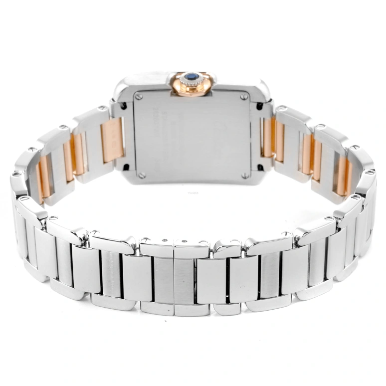 Cartier,Tank 30.20x22.70mm,30.20x22.70mm,Stainless Steel,Rose Gold,Silver White,Quartz,In-house Caliber,Sapphire,Crystal Glass,WT100024