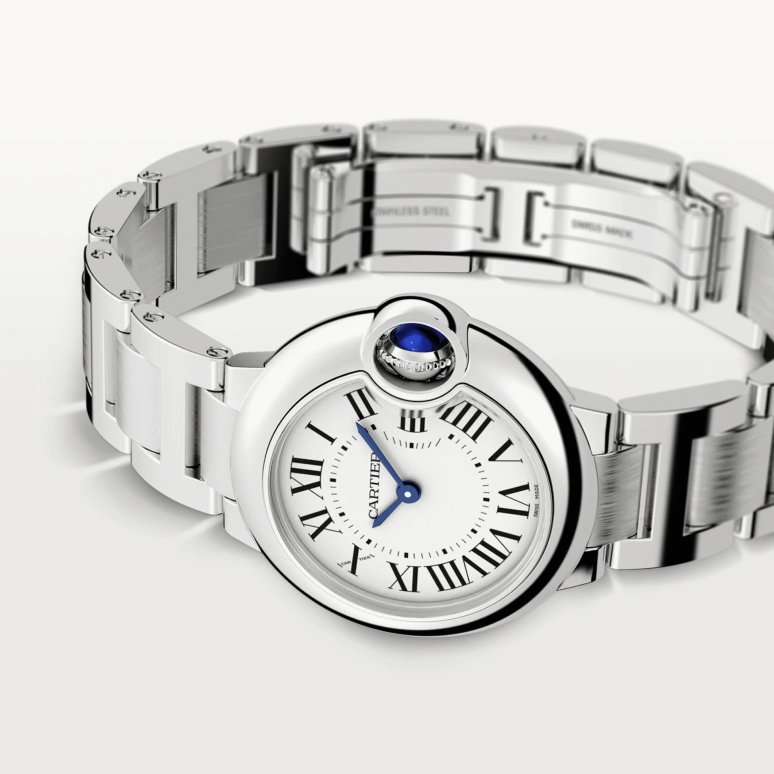 Cartier,Ballon Bleu de Cartier 28.60mm,28.60mm,Stainless Steel,Silver White,Quartz,In-house Caliber,Sapphire,Crystal Glass,W69010Z4