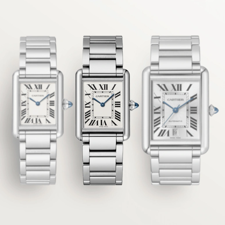 Cartier,Tank 33.70x25.50mm,33.70x25.50mm,Stainless Steel,Silver,Quartz,Sapphire,Crystal Glass,Square,WSTA0052