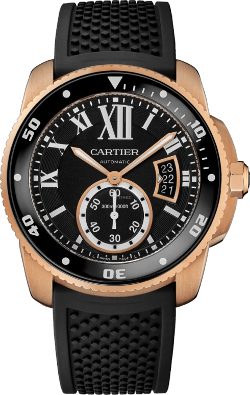 Cartier,Calibre de Cartier 42mm,42mm,Pink Gold,Black,Automatic,Date,48hours,W7100052