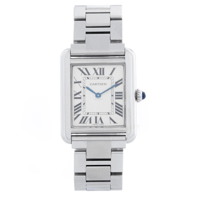 Cartier,Tank 31x24.40mm,31x24.40mm,Stainless Steel,Silver White,Quartz,In-house Caliber,Sapphire,Crystal Glass,W5200013