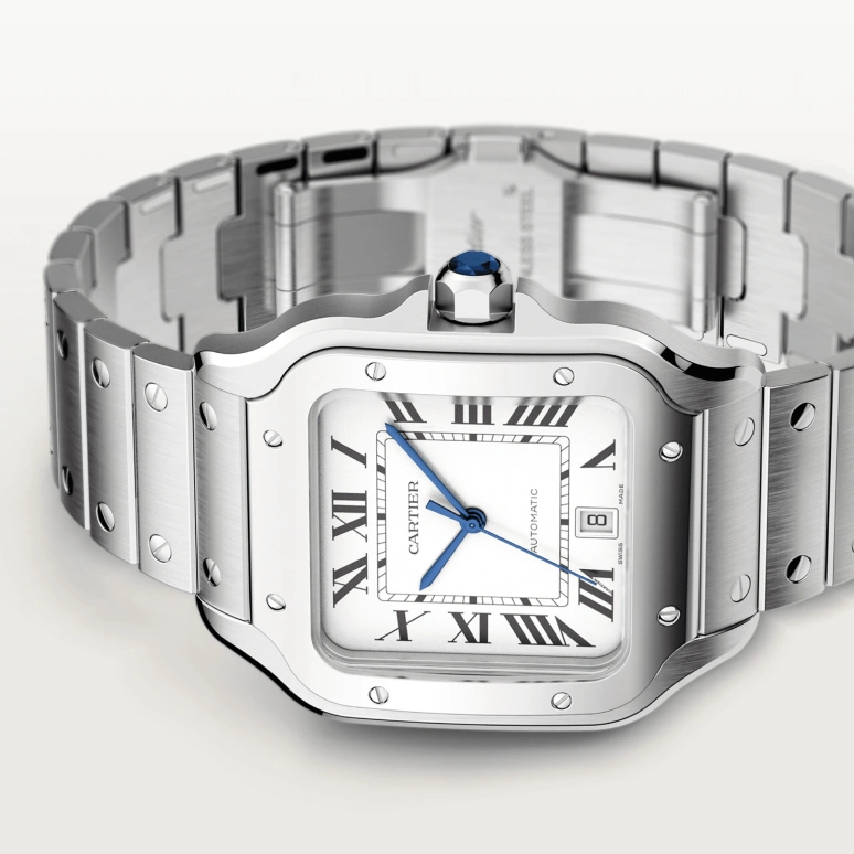 Cartier,Santos de Cartier 39.80x47.50mm,39.80x47.50mm,Stainless Steel,Silver White,Automatic,42hours,In-house Caliber,WSSA0018