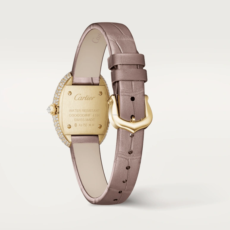 卡地亚,Baignoire浴缸 31.40x23.10毫米,31.40x23.10毫米,黄金,白色,石英,蓝宝石,水晶玻璃,椭圆形,WJBA0048