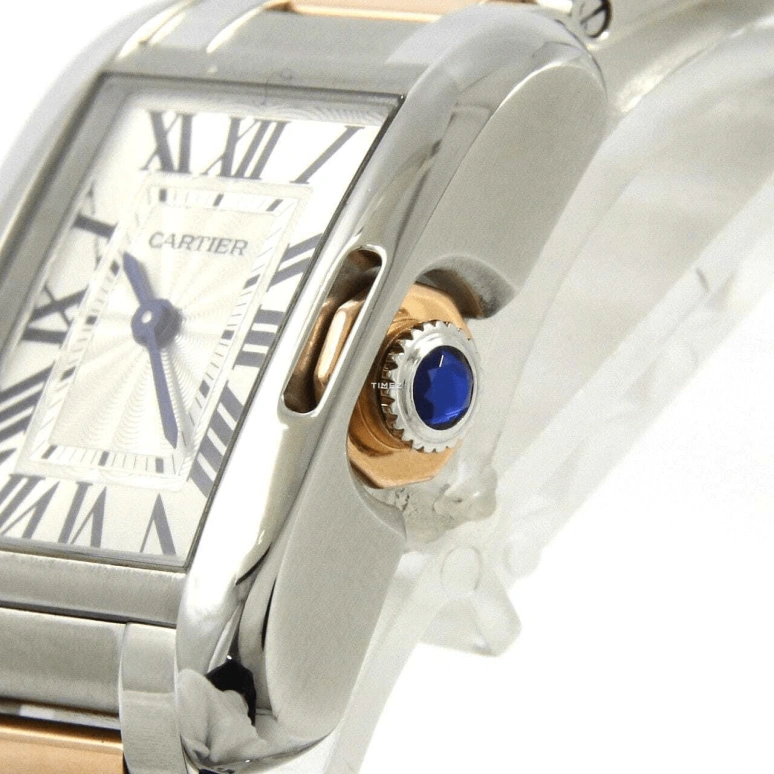 Cartier,Tank 30.20x22.70mm,30.20x22.70mm,Stainless Steel,Rose Gold,Silver White,Quartz,In-house Caliber,Sapphire,W5310036